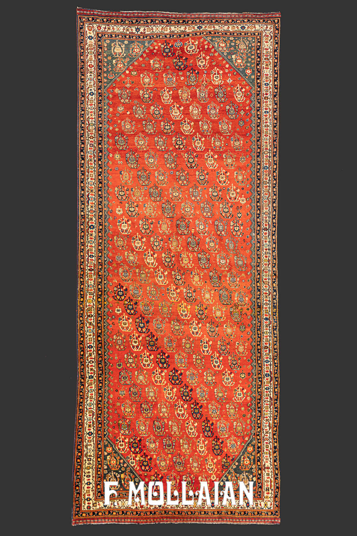 All-over (Moharammat design) with Wide Gallery (kalleh) Size Hand-knotted Antique Persian Kashkuli Carpet n°:96133719